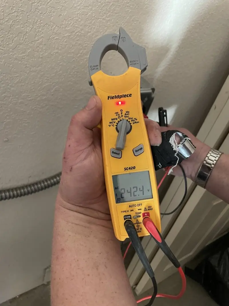 Voltage testing with clamp meter during Generator Installation in Parsippany-Troy Hills
